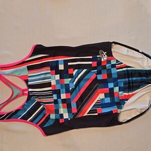 GK x Simone Biles Gymnastics Leotard - Pink/multi & Black - Adult Large